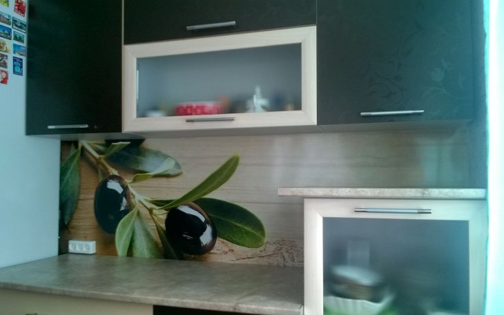 Фартук для кухни/интерьерная панель ABS гурман 52. Ветки маслин на кухне